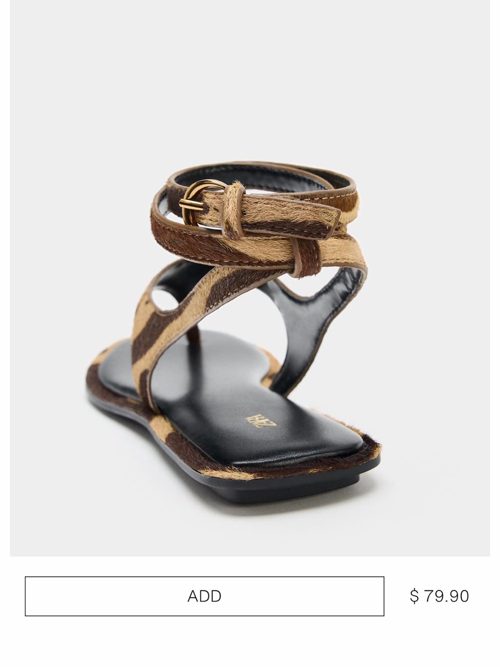 ZARA ANIMAL PRINT STRAP SANDAL size 7.5 - Picture 3 of 4